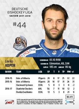 2017-18 Playercards (DEL) #DEL-475 Levko Koper Back