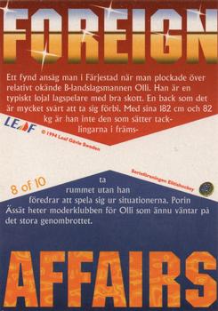 1994-95 Leaf Elit Set (Swedish) - Foreign Affairs #8 Olli Kaski Back