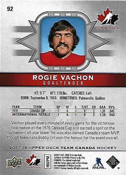 2017-18 Upper Deck Team Canada #92 Rogie Vachon Back