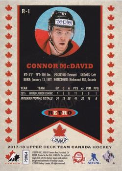 2017-18 Upper Deck Team Canada - Retro #R-1 Connor McDavid Back