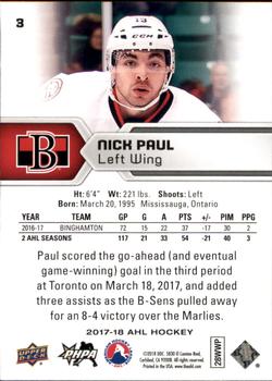 2017-18 Upper Deck AHL #3 Nick Paul Back