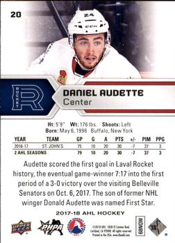 2017-18 Upper Deck AHL #20 Daniel Audette Back