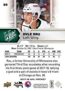 2017-18 Upper Deck AHL #89 Kyle Rau Back