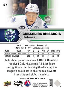 2017-18 Upper Deck AHL #97 Guillaume Brisebois Back