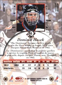 1997-98 Donruss Canadian Ice - Dominion Series Unnumbered #10 Dominik Hasek Back