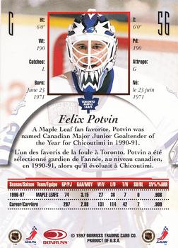 1997-98 Donruss Canadian Ice - Dominion Series Unnumbered #56 Felix Potvin Back