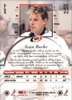1997-98 Donruss Canadian Ice - Dominion Series Unnumbered #99 Sean Burke Back