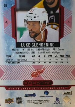2017-18 Upper Deck Overtime - Red Foil #75 Luke Glendening Back