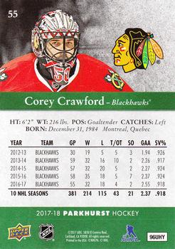 2017-18 Parkhurst #55 Corey Crawford Back