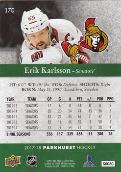 2017-18 Parkhurst #170 Erik Karlsson Back