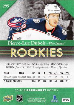 2017-18 Parkhurst #295 Pierre-Luc Dubois Back
