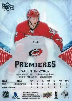 2017-18 Upper Deck Ice #124 Valentin Zykov Back