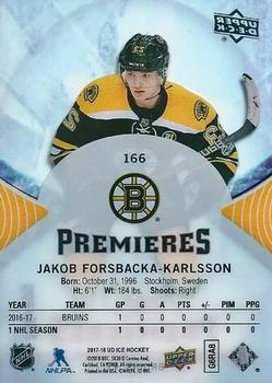 2017-18 Upper Deck Ice #166 Jakob Forsbacka-Karlsson Back