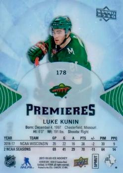 2017-18 Upper Deck Ice #178 Luke Kunin Back