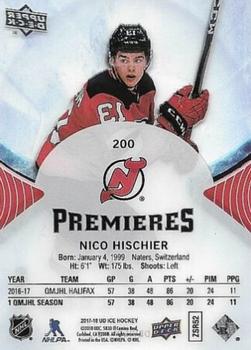 2017-18 Upper Deck Ice #200 Nico Hischier Back