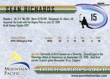 2016-17 Grandstand Everett Silvertips (WHL) #8 Sean Richards Back