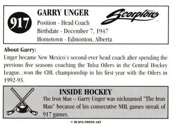 1997-98 New Mexico Scorpions (WPHL) #27 Garry Unger Back