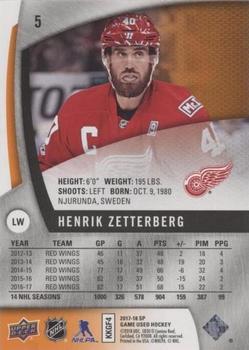 2017-18 SP Game Used - Orange Rainbow #5 Henrik Zetterberg Back