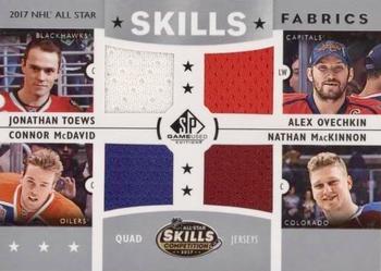 2017-18 SP Game Used - 2017 NHL All-Star Skills Fabrics Quad #AS4-STARS Jonathan Toews / Alex Ovechkin / Connor McDavid / Nathan MacKinnon Front