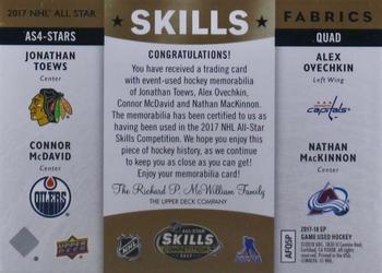 2017-18 SP Game Used - 2017 NHL All-Star Skills Fabrics Quad Patch #AS4-STARS Jonathan Toews / Alex Ovechkin / Connor McDavid / Nathan MacKinnon Back