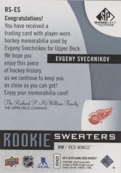 2017-18 SP Game Used - Rookie Sweaters Jersey Relics #RS-ES Evgeny Svechnikov Back