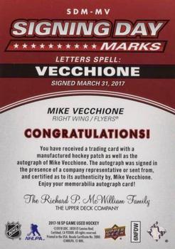 2017-18 SP Game Used - Signing Day Marks Manufactured Letter Autographs #SDM-MV Mike Vecchione Back