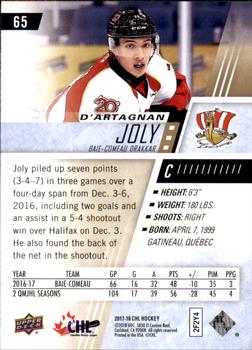 2017-18 Upper Deck CHL #65 D'Artagnan Joly Back