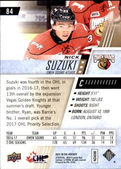 2017-18 Upper Deck CHL #84 Nick Suzuki Back