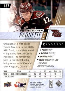 2017-18 Upper Deck CHL #137 Christopher Paquette Back