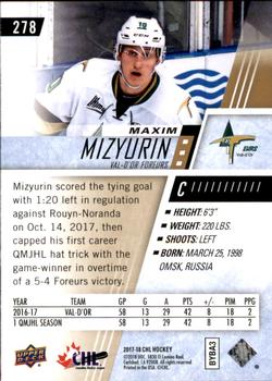 2017-18 Upper Deck CHL #278 Maxim Mizyurin Back