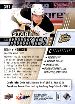 2017-18 Upper Deck CHL #357 Jonny Hooker Back