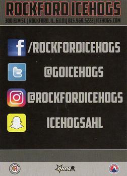 2017-18 Rockford Register Star Rockford IceHogs (AHL) #NNO Title Card Back
