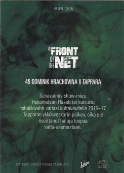 2017-18 Cardset Finland - In Front of the Net #IFOTN13 Dominik Hrachovina Back
