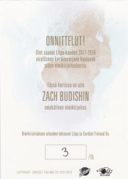 2017-18 Cardset Finland - Ultra Rare Signature (Series Two) #NNO Zach Budish Back