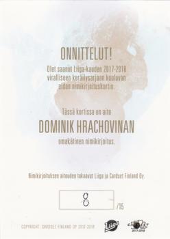 2017-18 Cardset Finland - Ultra Rare Signature (Series Two) #NNO Dominik Hrachovina Back