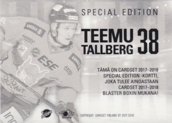 2017-18 Cardset Finland - Limited Edition (Series Two) #NNO Teemu Tallberg Back