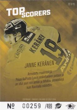 2017-18 Cardset Finland - Top Scorers Silver #TS9 Janne Keränen Back