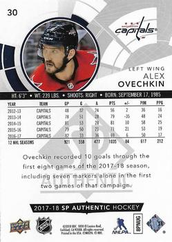 2017-18 SP Authentic #30 Alex Ovechkin Back