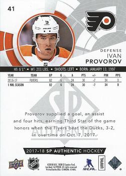 2017-18 SP Authentic #41 Ivan Provorov Back