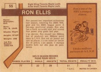 1973-74 O-Pee-Chee - Light Backs #55 Ron Ellis Back