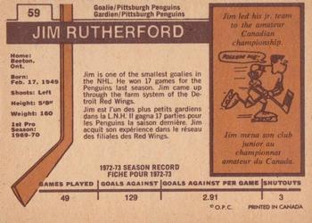 1973-74 O-Pee-Chee - Light Backs #59 Jim Rutherford Back
