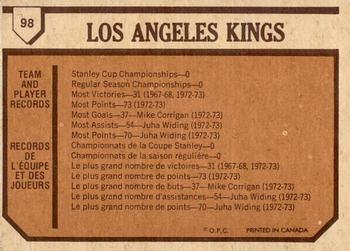 1973-74 O-Pee-Chee - Light Backs #98 Kings Team Back