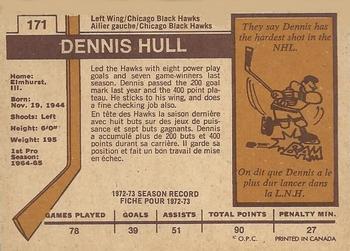 1973-74 O-Pee-Chee - Light Backs #171 Dennis Hull Back
