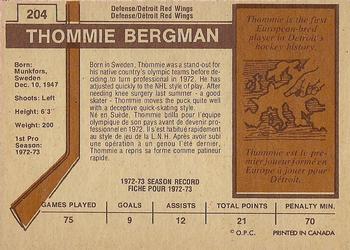 1973-74 O-Pee-Chee - Light Backs #204 Thommie Bergman Back
