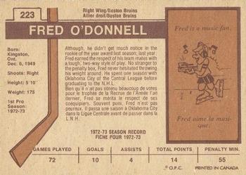 1973-74 O-Pee-Chee - Light Backs #223 Fred O'Donnell Back