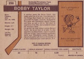 1973-74 O-Pee-Chee - Light Backs #238 Bobby Taylor Back
