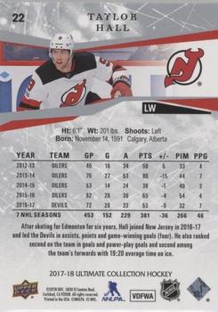 2017-18 Upper Deck Ultimate Collection #22 Taylor Hall Back