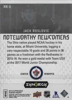 2017-18 Upper Deck Synergy - Noteworthy Newcomers #NN-6 Jack Roslovic Back