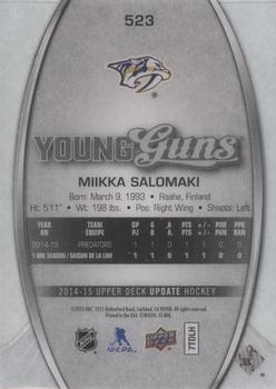 2015-16 Upper Deck - 2014-15 SP Authentic Update: 2014-15 Upper Deck Young Guns Acetate #523 Miikka Salomaki Back