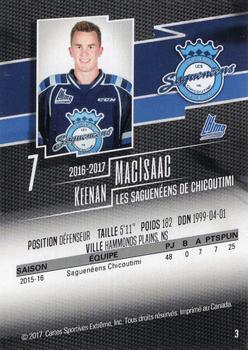 2016-17 Chicoutimi Sagueneens (QMJHL) #3 Keenan MacIsaac Back